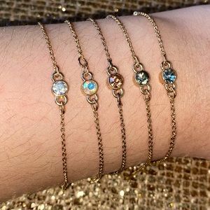 Single-Gem Gold Adjustable Bracelets